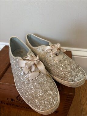 Kate Spade x Keds Glitter Cream Sneakers Shoes size 10